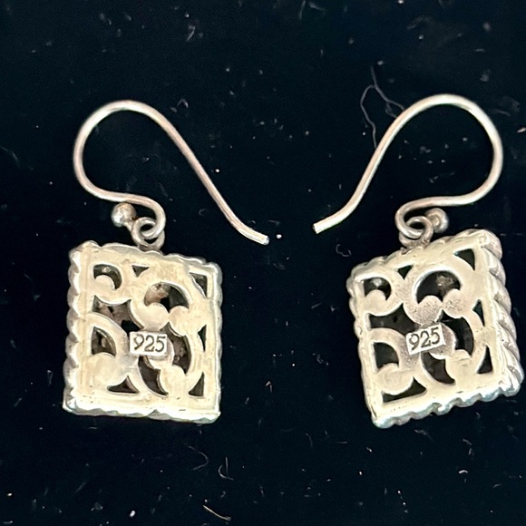 Pierced earrings sterling silver black onyx 1/2” - Picture 4 of 6